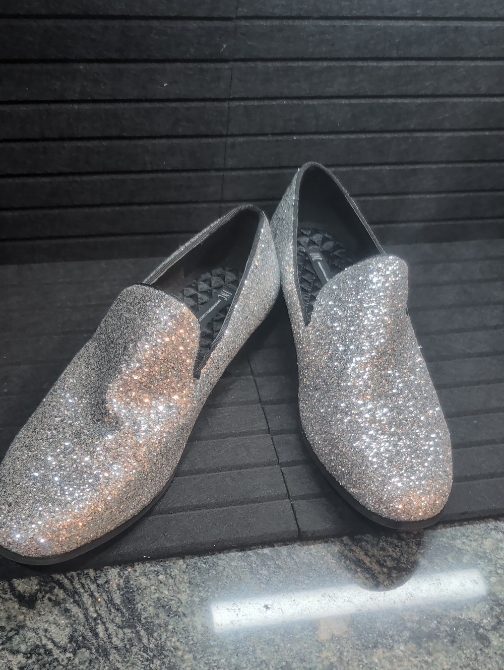 INC Men's Triton Silver Sparkle Slip-On Loafers
